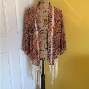 Miss me paisley fringe kimono size M